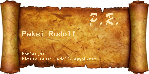 Paksi Rudolf névjegykártya